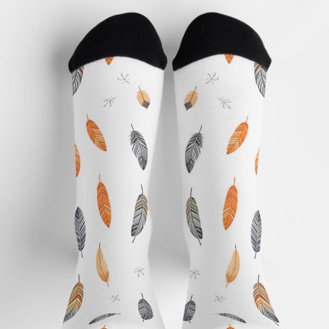 Feathers Luxury Trendy Boho Collection Socks (Top)