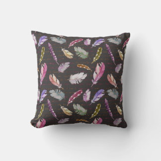 Feathers Note: Watercolor Bird Pattern. Cushion