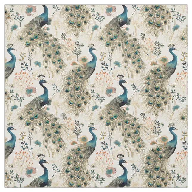 Feathers of Fantasy: Whimsy Peacock Fabric (Swatch)