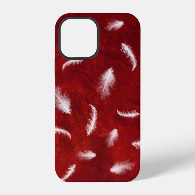 Feathers On Red Leather   iPhone Case (Back)
