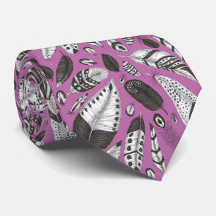 Feathers pattern neck tie