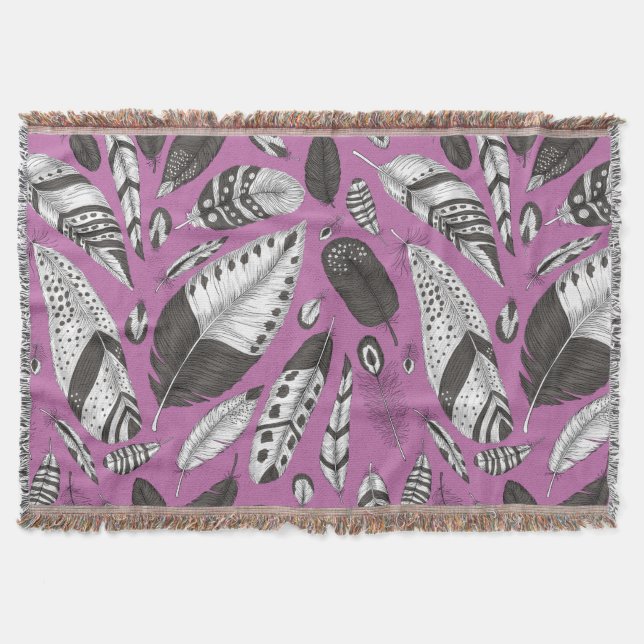 Feathers pattern throw blanket (Front)