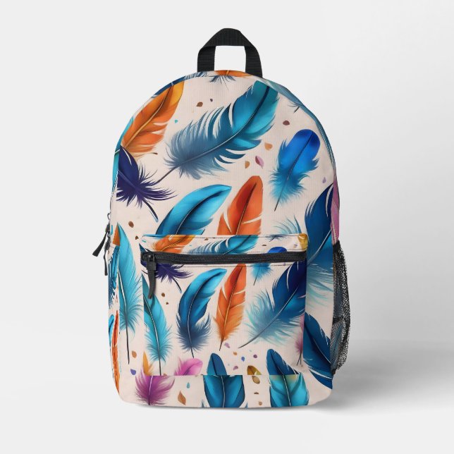 Feathers Printed Backpack (Front)