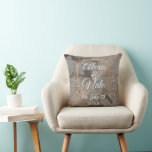 Feathers Rose Blush Floral Wreath Wedding Cushion<br><div class="desc">Chic silver feathers on a rose blush backdrop combined with a gold elegant floral wreath where you can customise it creating sleek romantic wedding or engagement gift.  Part of the Stylish Trendy Wedding Gifts Collection.</div>