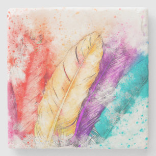 Feathers Stone Coaster