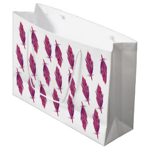 Feathers Watercolor Red Pink Gift Bag