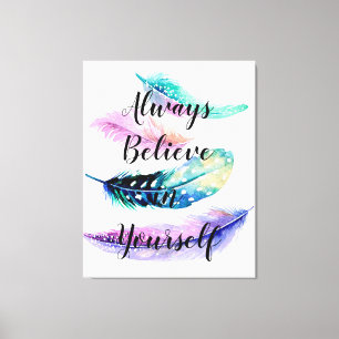 Feathers with Quote Canvas Print