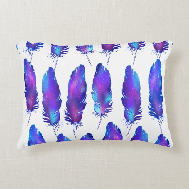 Feathers with space texture, magical pattern. decorative cushion (Front)