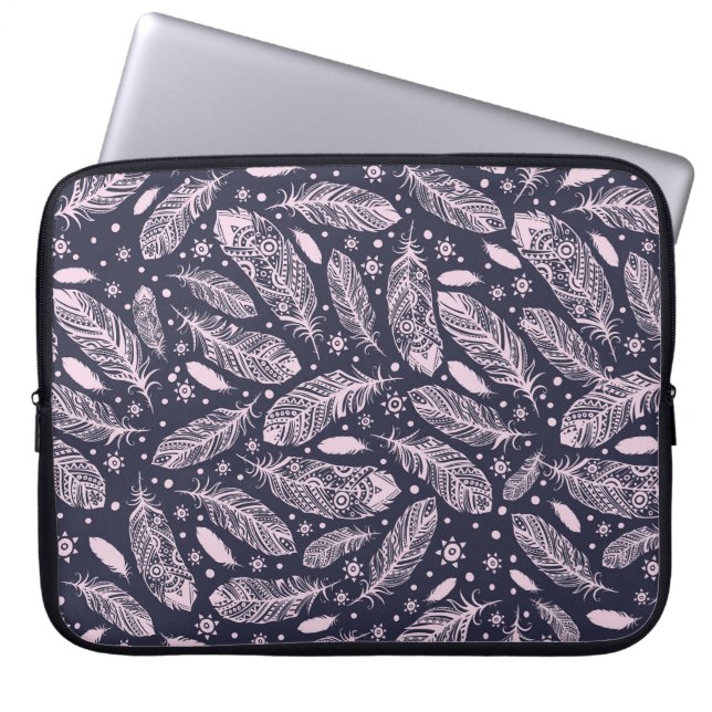 Feathery Fantasy: Romantic Pattern Creation Laptop Sleeve (Front)