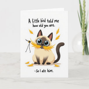 Feathery Feline Birthday Card