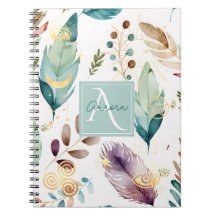 Feathery Floral Pattern Monogram 