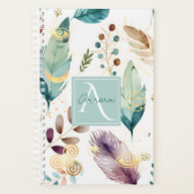 Feathery Floral Pattern Monogram 