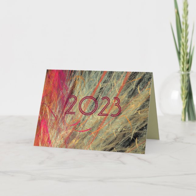 Feathery Fractal New Year custom  Holiday Card (Front)