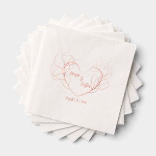 Feathery Heart Shaped Centre Monogramed  Foil Napkins