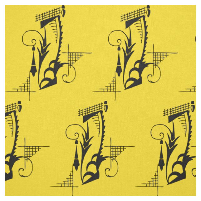 Feathery Structural-Natural Deco-Nouveau Motif Fabric (Swatch)