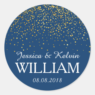 Featuring Faux Gold glitter confetti/dots with Nav Classic Round Sticker