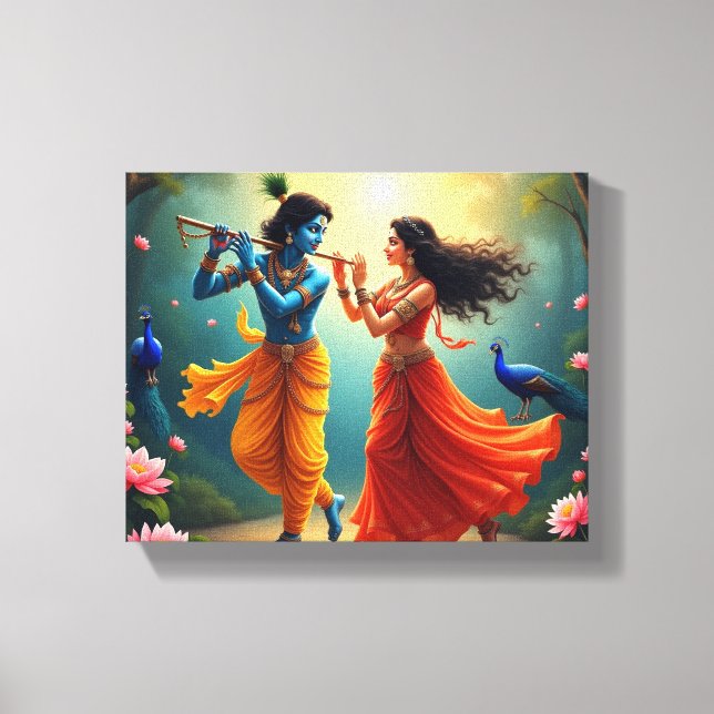 featuring Radha Krishna Spiritual Paintings 🌺🎶. Canvas Print (Front)