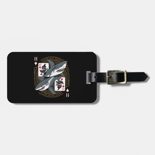 featuring shark playing cards luggage tag (Front Horizontal)