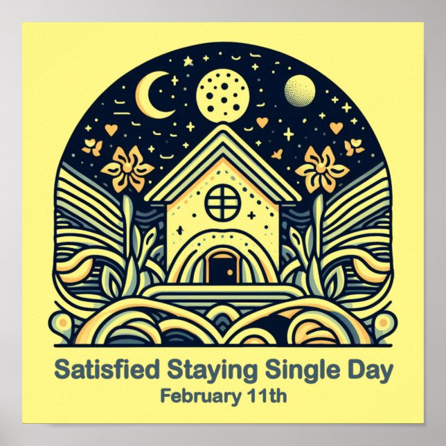 Feb 11th Satisfied Staying Single Day Poster (Front)