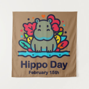 Feb 15th Hippo Day Tapestry