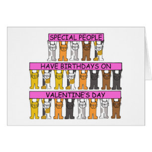 February 14th Birthday, Cartoon Cats.