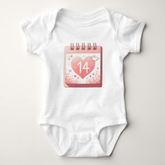February 14th Valentine's Day Baby Bodysuit (Front)