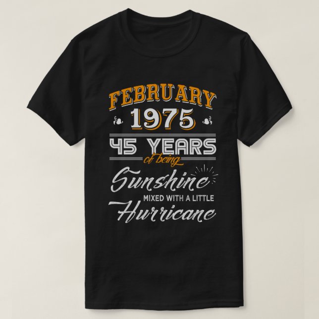 February 1975 45 Years Wedding Anniversary Gifts T-Shirt (Design Front)
