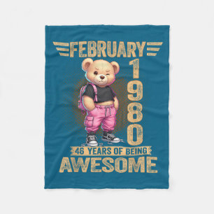 February 1980 46th Birthday 46 Year Teddy Bear Bei Fleece Blanket