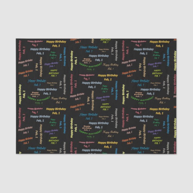 February, 1 Birthday Tissue Paper (Front)