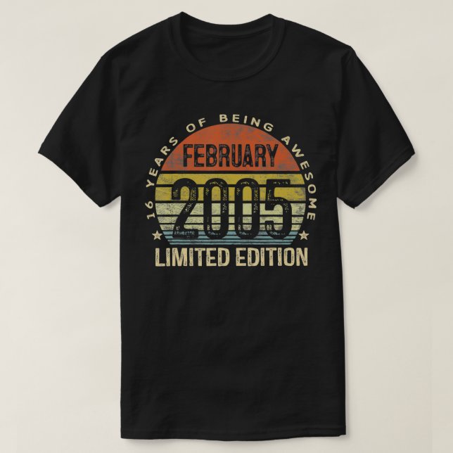 February 2005 Limited Edition 16th Birthday 16 Yea T-Shirt (Design Front)