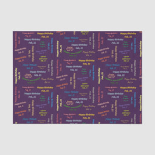 February, 21 Birthday Tissue Paper