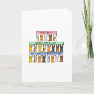 February 21st Birthday Cartoon Cats Card