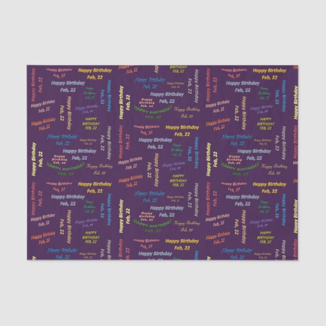 February, 22 Birthday Tissue Paper (Front)