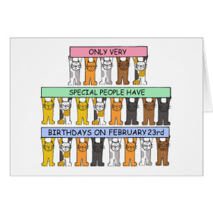 February 23rd Birthday Cute Cartoon Cats