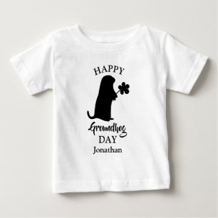 February 2 Happy Groundhog Day Personalised Name Baby T-Shirt