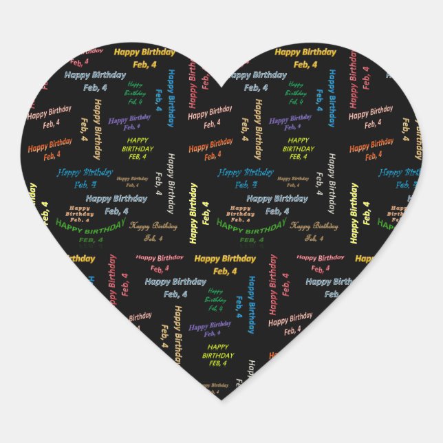 February, 4 Birthday Sticker (Front)