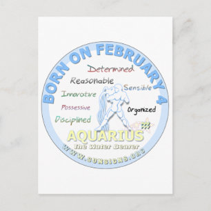 February 4th Birthday - Aquarius Postcard