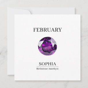 February Amethyst Personalized Birthday Card