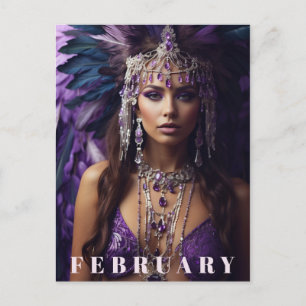 *~* FEBRUARY AP53 Headdress Boho AMETHYST Postcard
