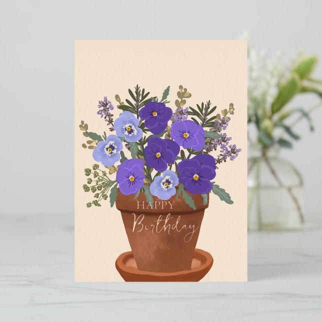 February Birth Flower Purple Violets Floral (Standing Front)