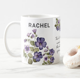 February Birth Flower Violet Add Name Coffee Mug