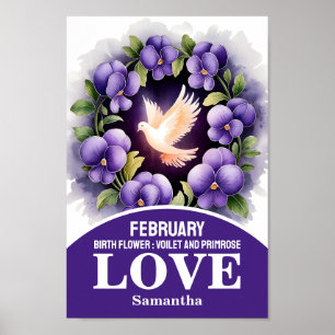 February Birth Month Flower Christian Nursery Art Poster