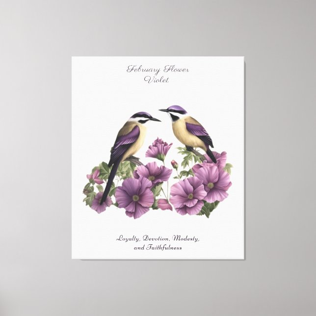 February Birth Month Flower Personalised Birthday Canvas Print (Front)