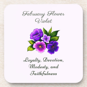 February Birth Month Flower Violet Delicate Floral Coaster