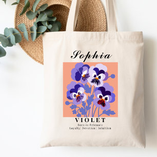 February Birth Month Flower Violet Shopping Cotton Tote Bag
