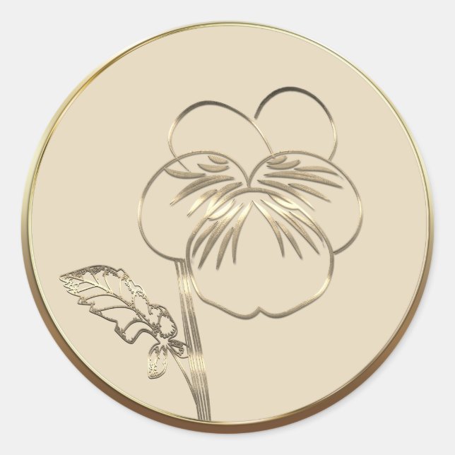 February Birth Pansy Violet  Classic Round Sticker (Front)