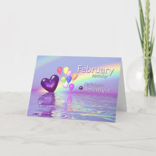 February Birthday Amethyst Heart Card