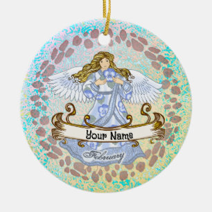 February Birthday Angel Ceramic Tree Decoration