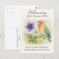 February Birthday Christian Floral Love Bird