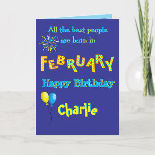 February Birthday Folded Greeting Card